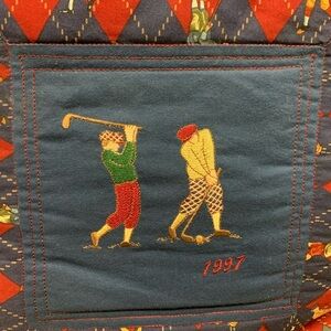 Quilted 1997 Embroidered Handmade Throw Golf